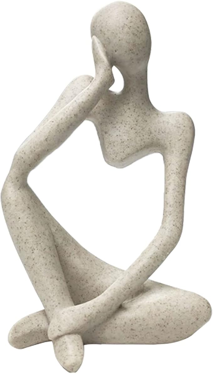 Abstract Stone-Look Thinking Woman Statue